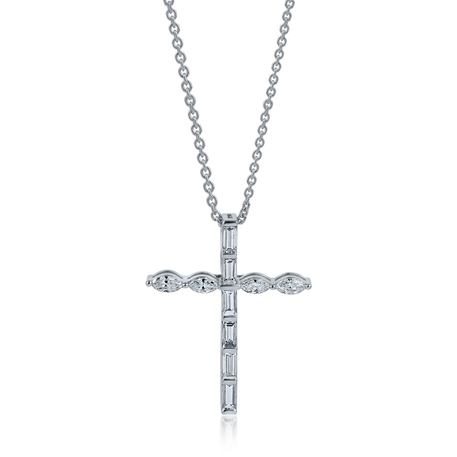 White gold cross pendant necklace with 0.46ct diamonds