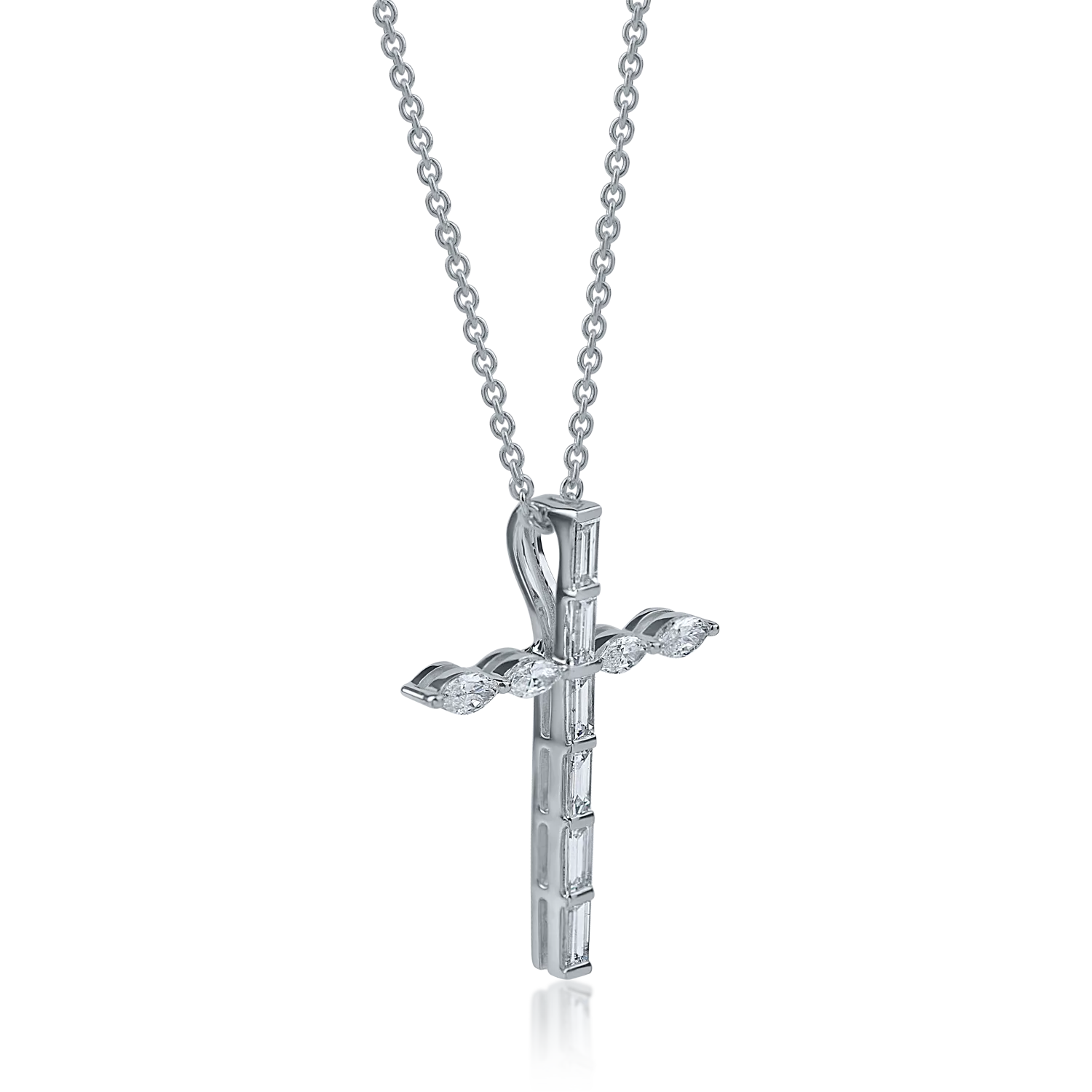 White gold cross pendant necklace with 0.46ct diamonds