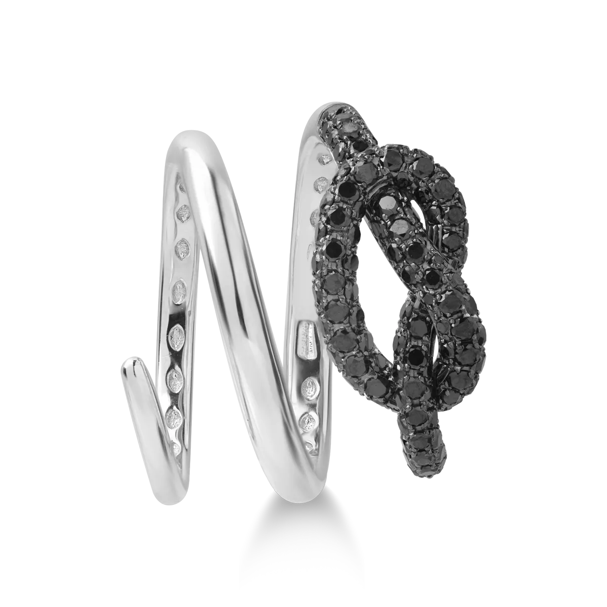 Pierścionek z 18K białego złota z czarnymi diamentami 1 ct