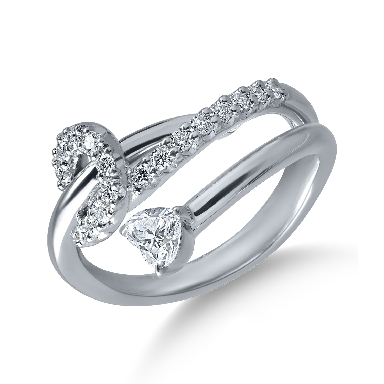Teilor Inel din aur alb cu diamante heart si rotunde de 0.61ct