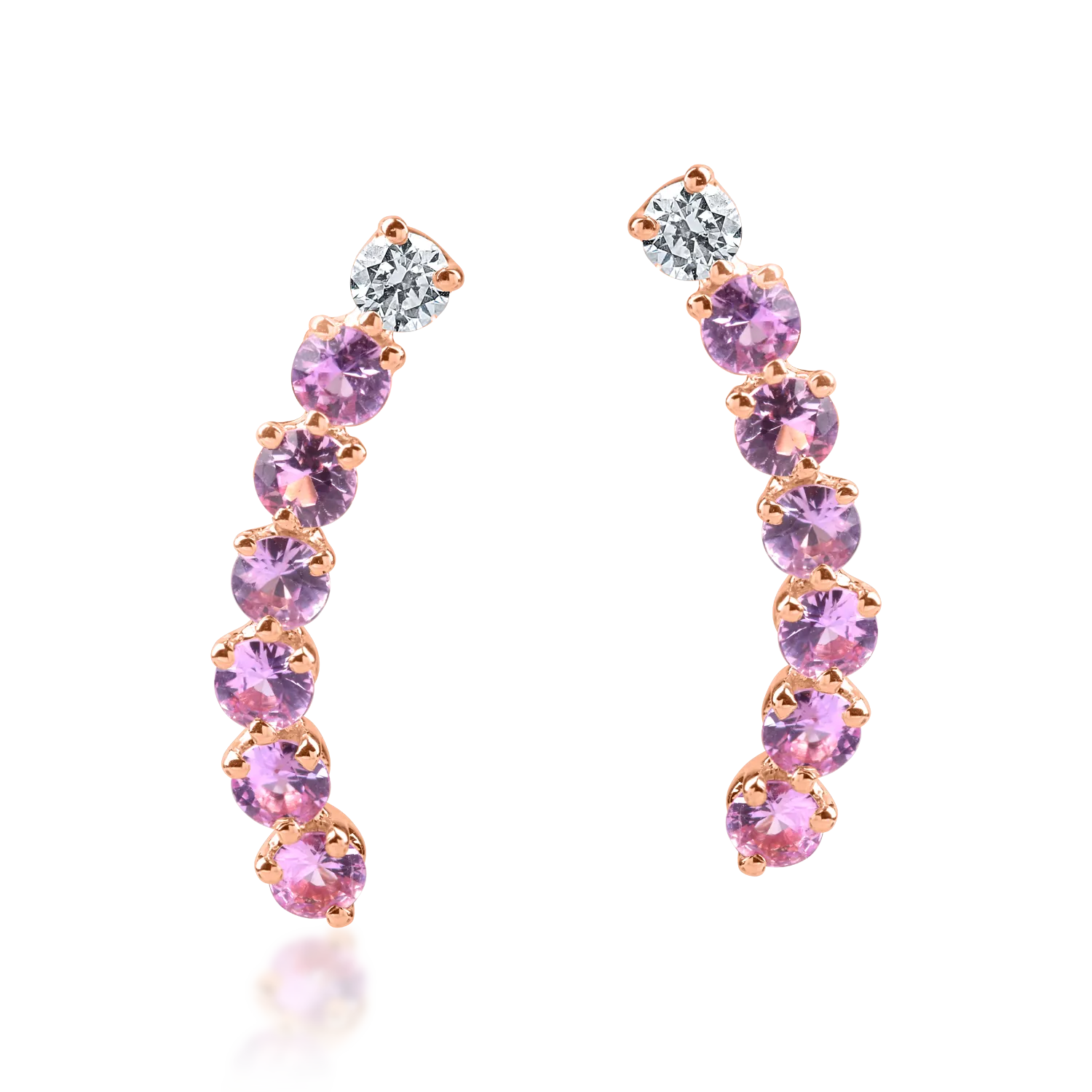 Обеци от розово злато с рубини 0.9кт и диаманти 0.1кт-180311