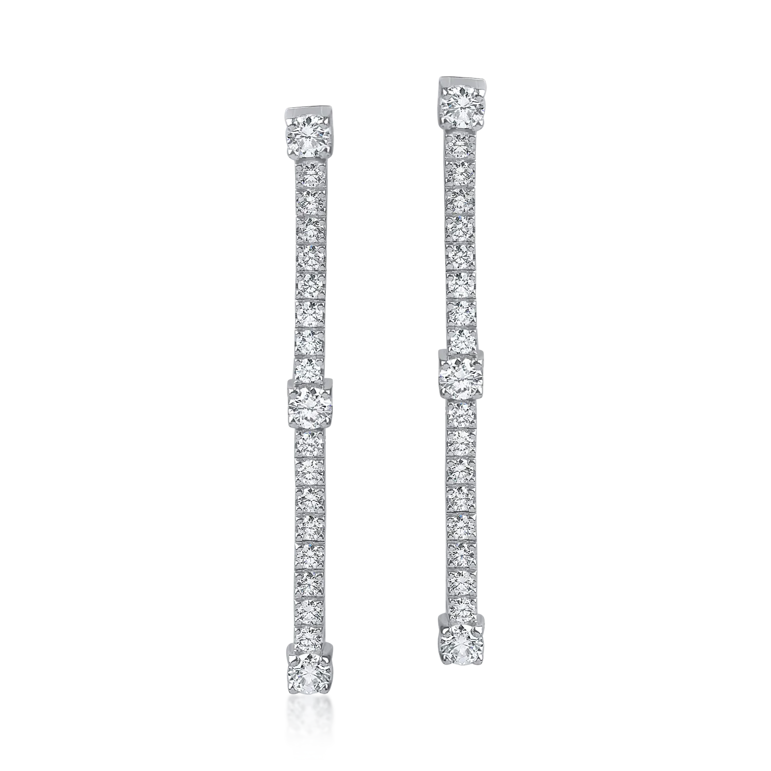 Fehérarany hosszú fülbevaló 1.2ct gyémántokkal