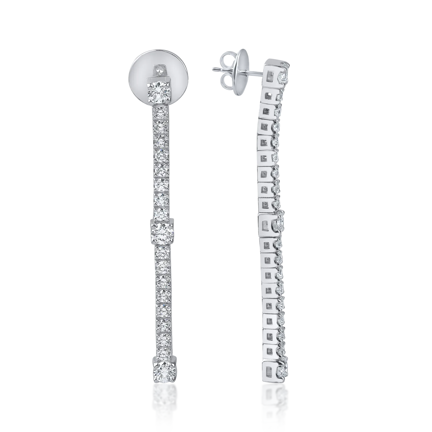 Fehérarany hosszú fülbevaló 1.2ct gyémántokkal