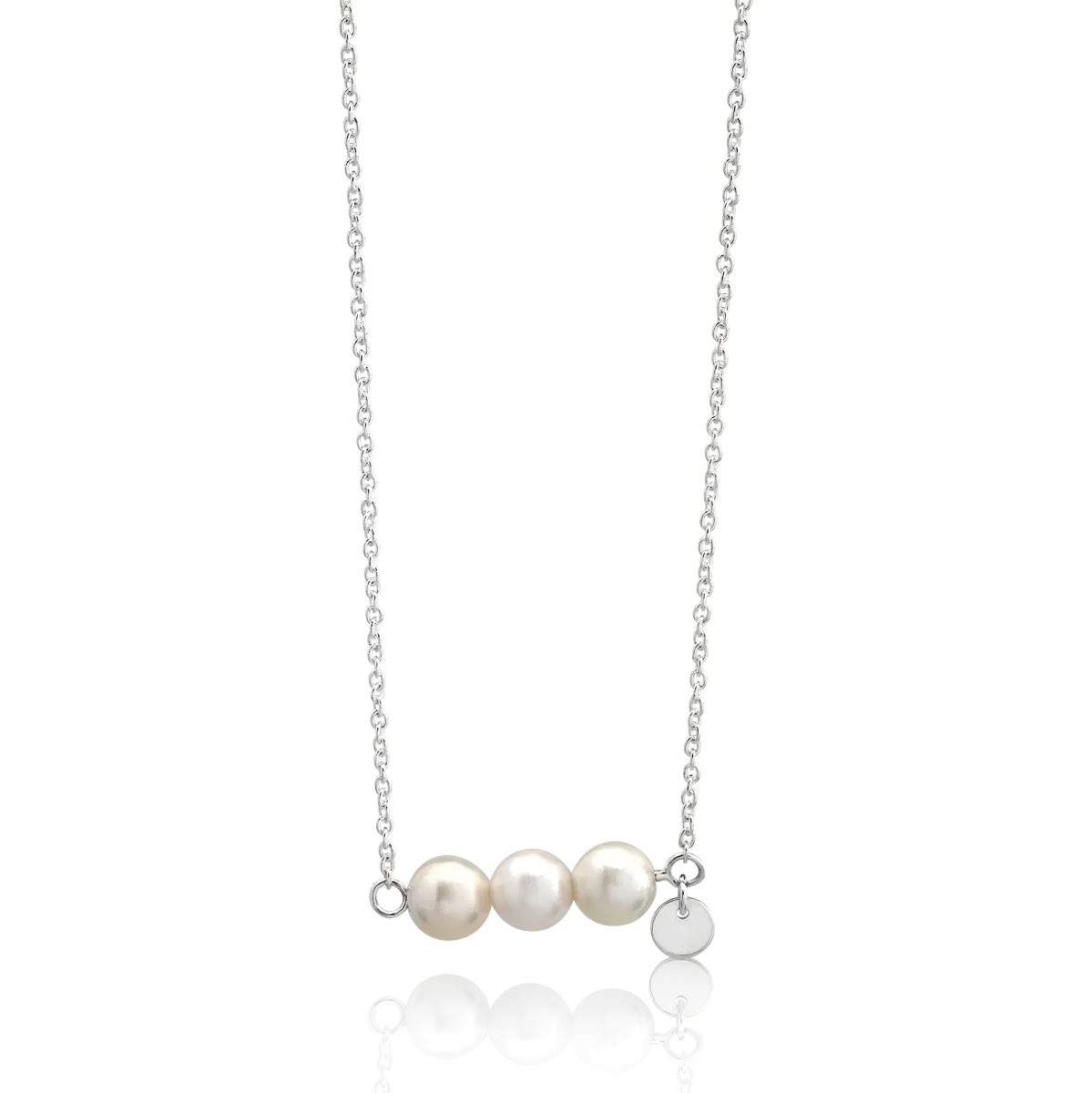 Colier din aur alb cu perle sintetice