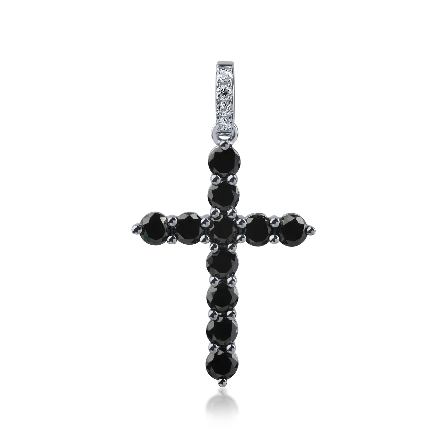 White-black gold cross pendant with 1.3ct black and clear diamonds