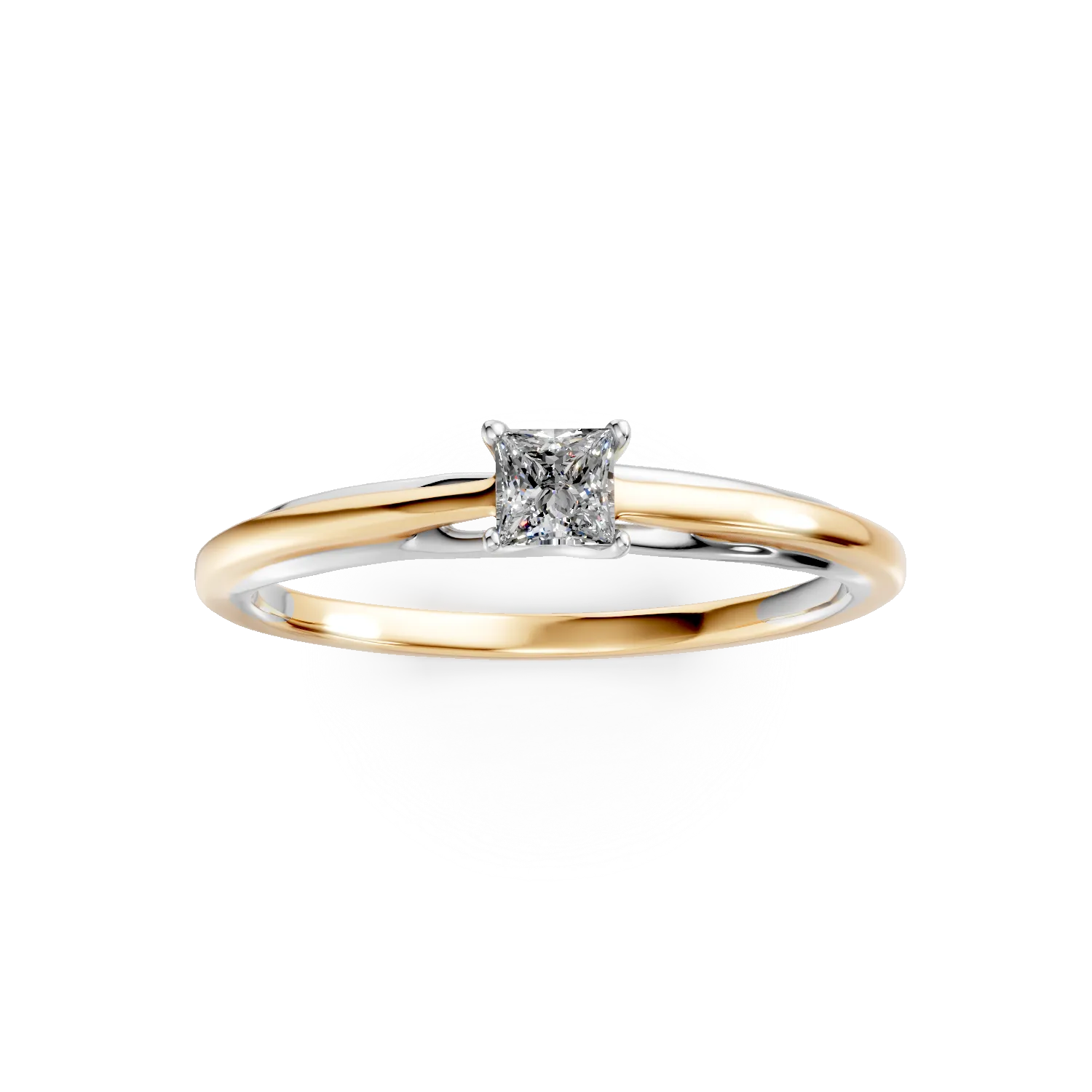 Pierścionek zaręczynowy z biało-żółtego złota z diamentem typu pasjans o masie 0.2ct
