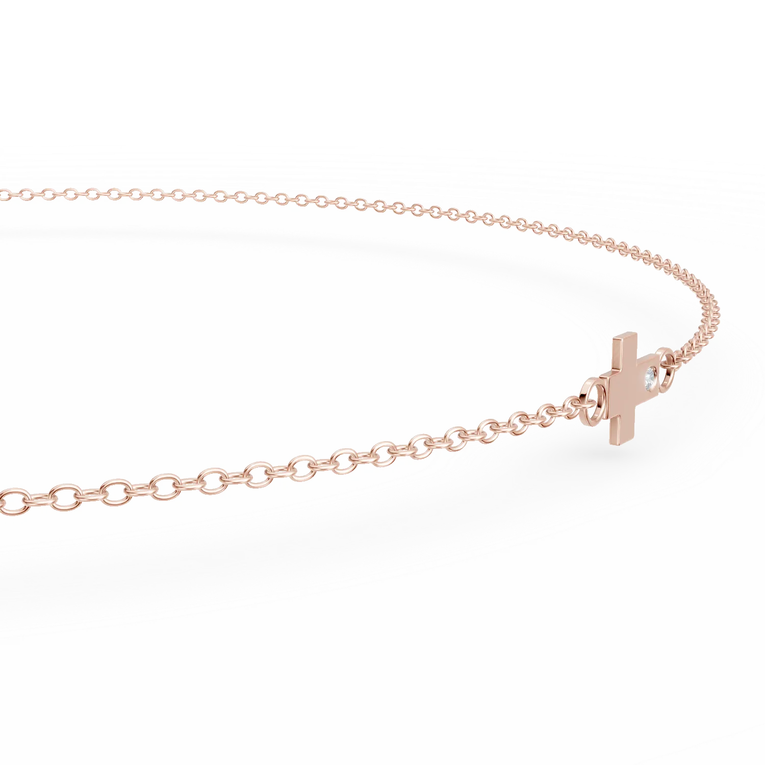 Bratara cu pandantiv cruce din aur roz si zirconia