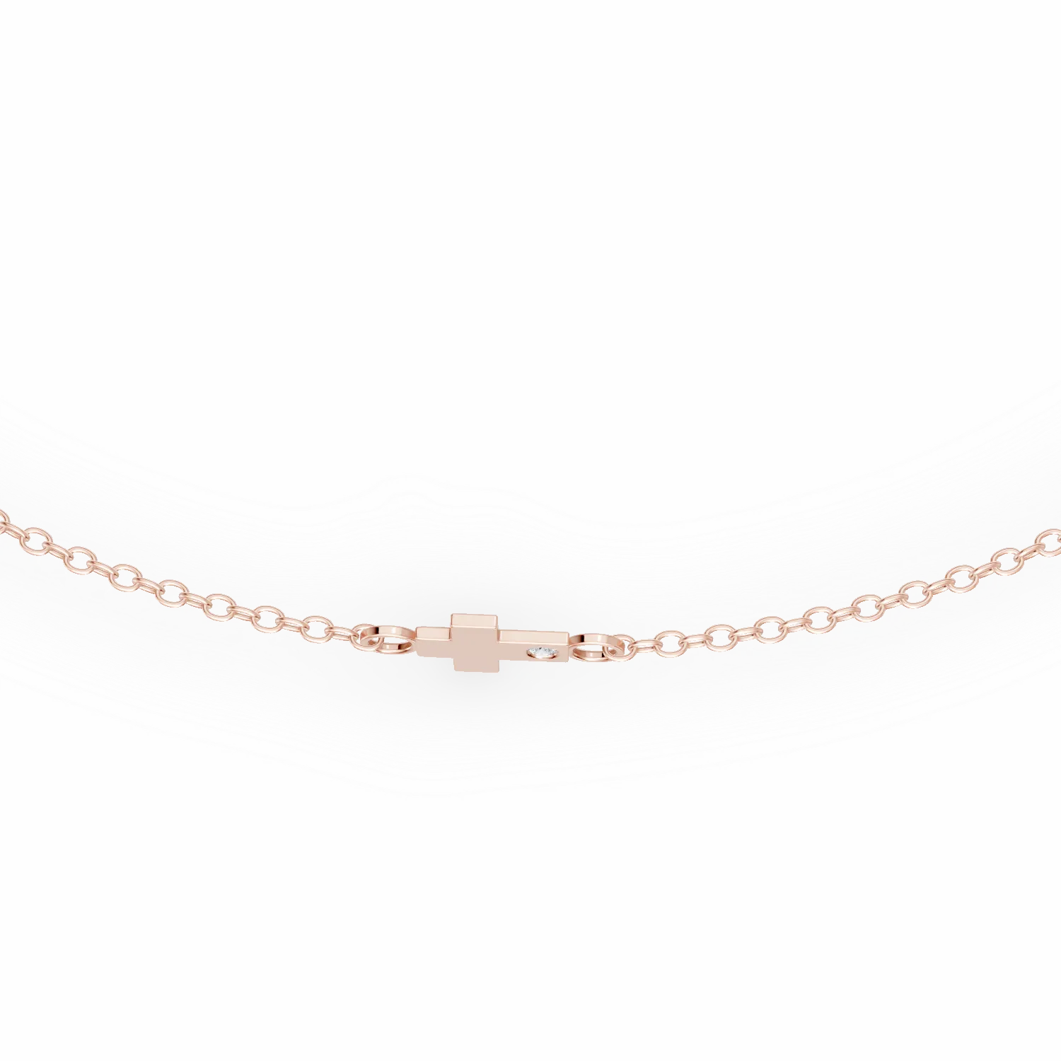 Bratara cu pandantiv cruce din aur roz si zirconia