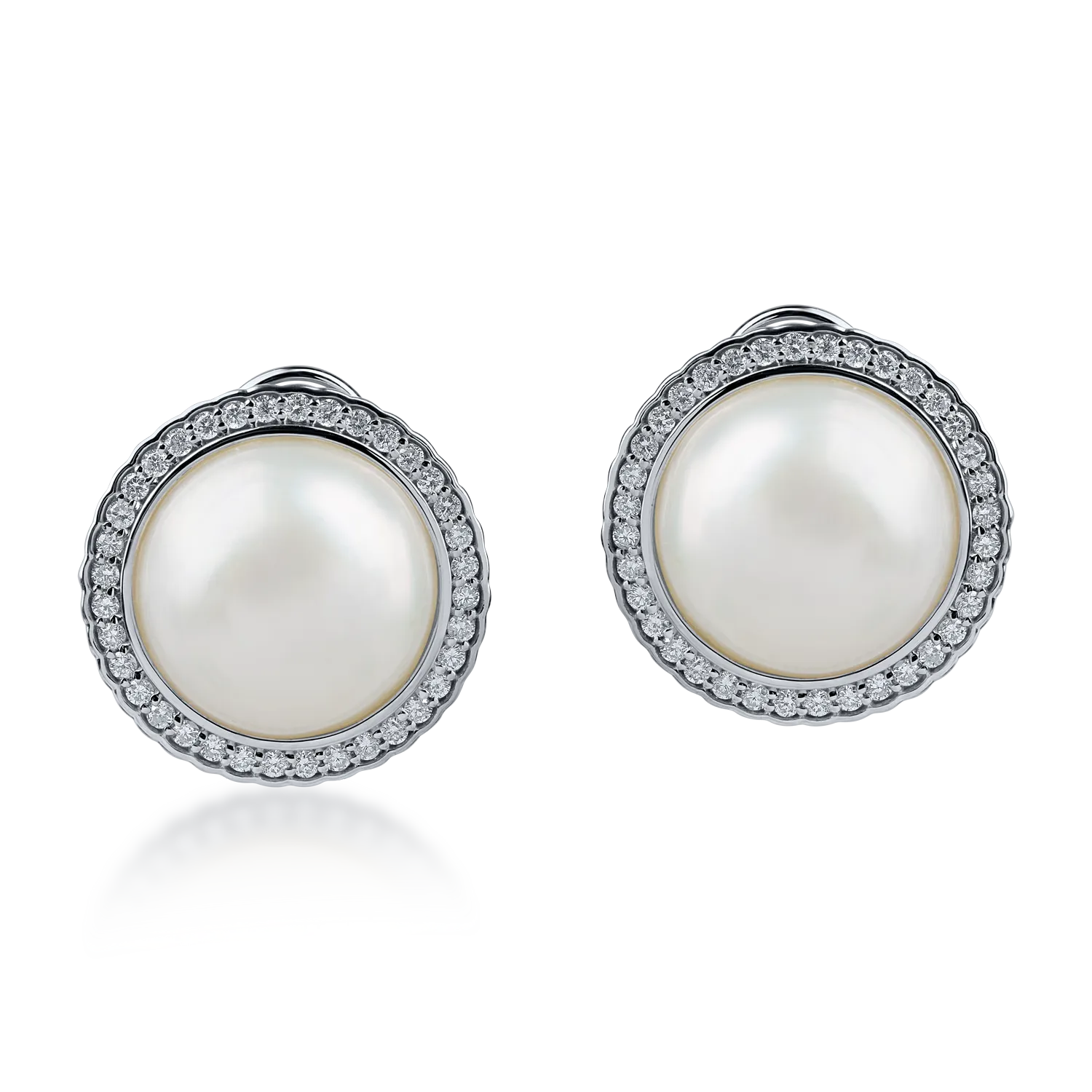 White gold earrings with 9.02ct Mabe pearls and 0.4ct diamonds