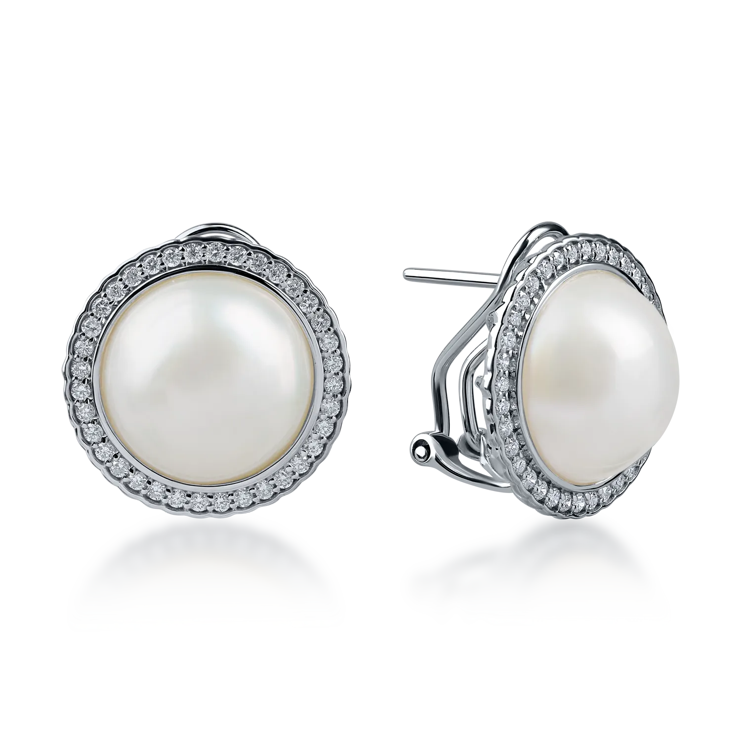 White gold earrings with 9.02ct Mabe pearls and 0.4ct diamonds