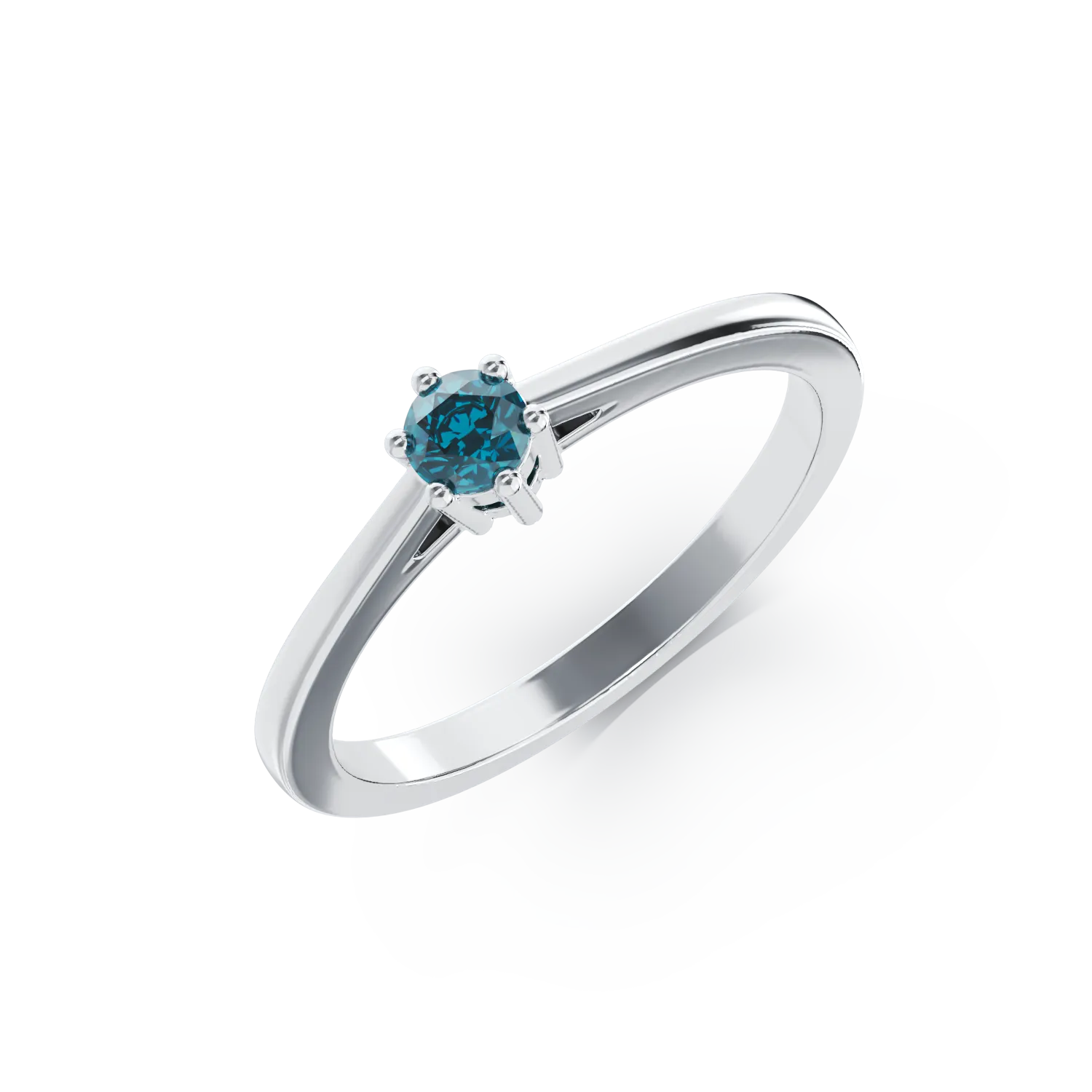 White gold engagement ring with 0.3ct solitaire blue diamond