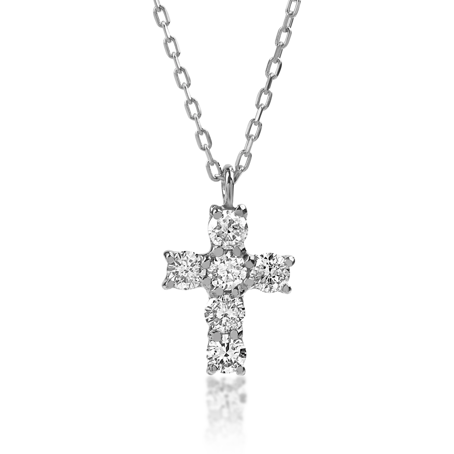 White gold cross pendant necklace with 0.1ct diamonds