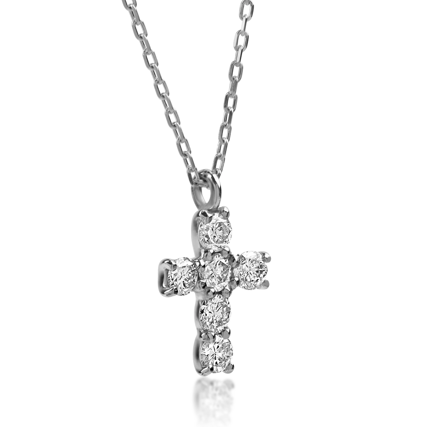 White gold cross pendant necklace with 0.1ct diamonds