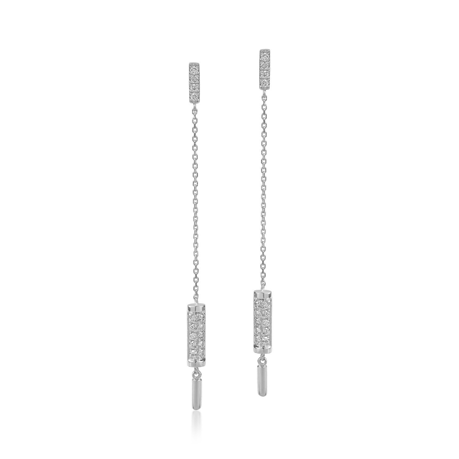 Cercei lungi din aur alb cu diamante de 0.2ct-180920