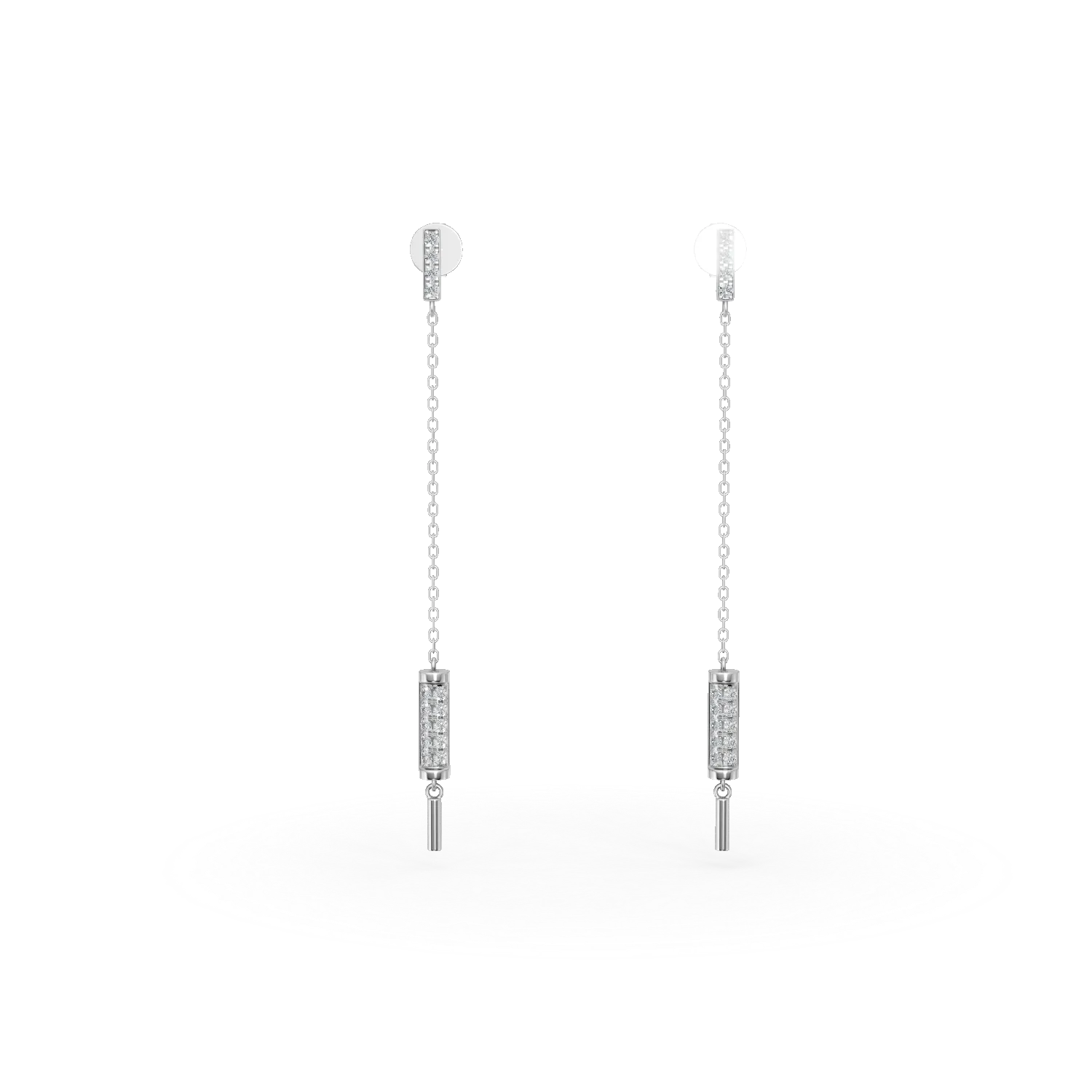 Fehérarany hosszú fülbevaló 0.2ct gyémánttal