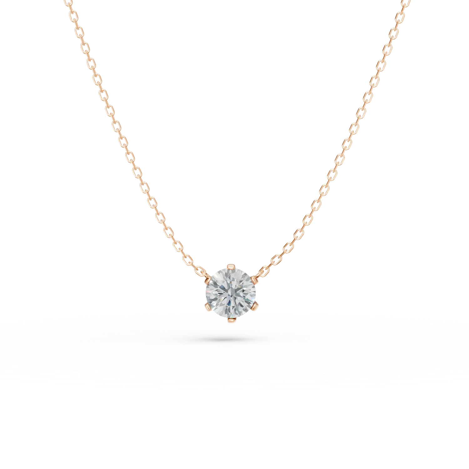 Lant din aur roz cu pandantiv cu un diamant de 0.15ct