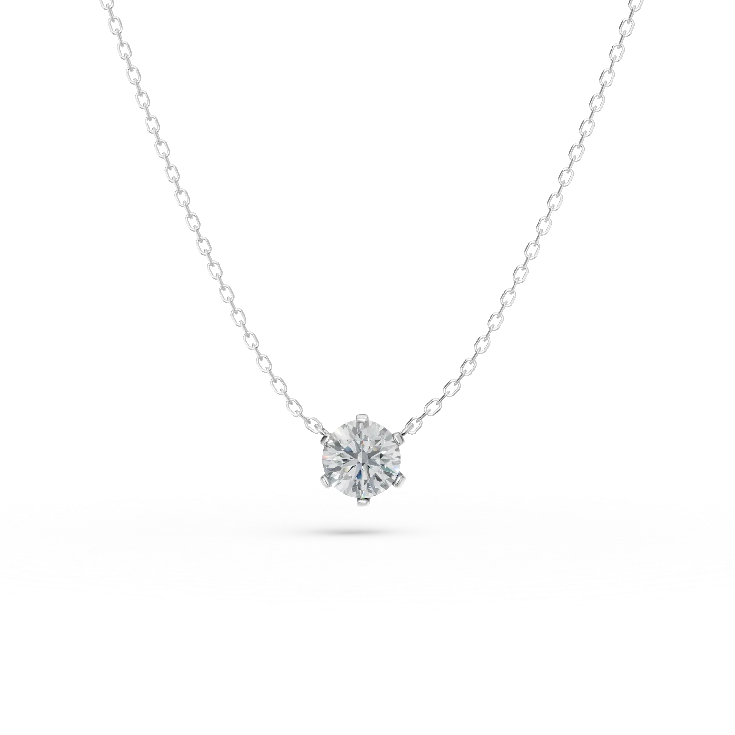 Teilor Lant cu pandantiv minimalist din aur alb cu diamant de 0.1ct