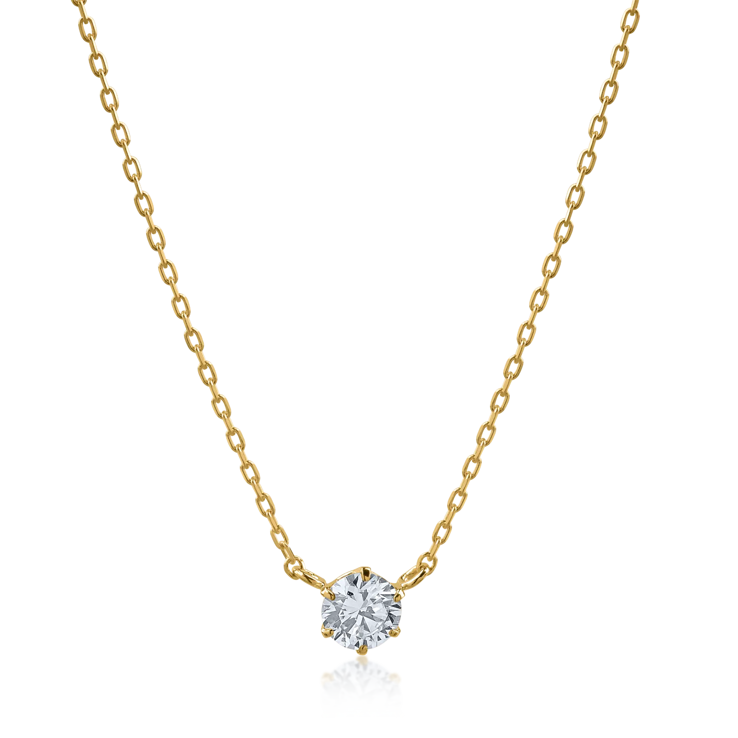 Yellow gold minimalist pendant necklace with 0.1ct diamond