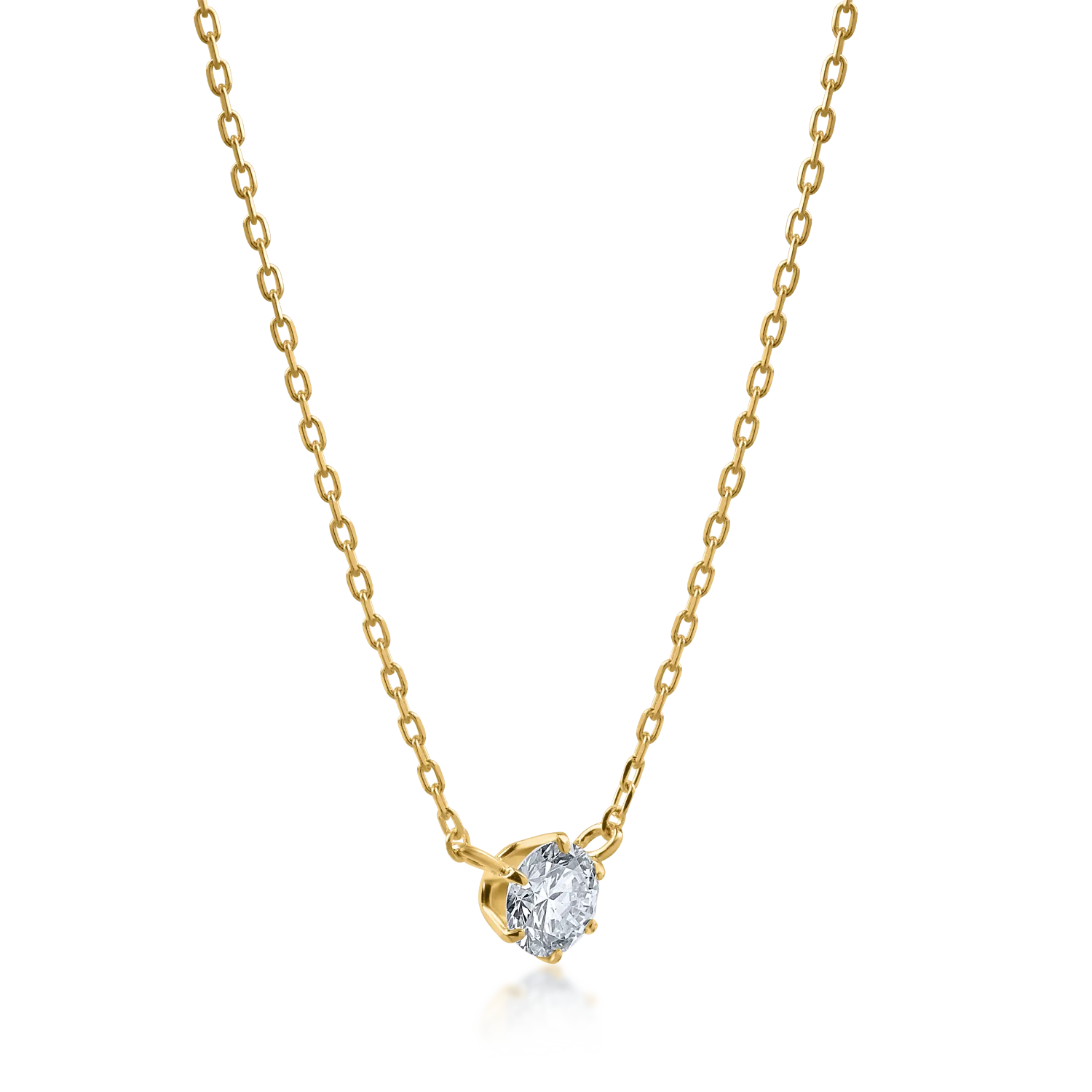 Yellow gold minimalist pendant necklace with 0.1ct diamond