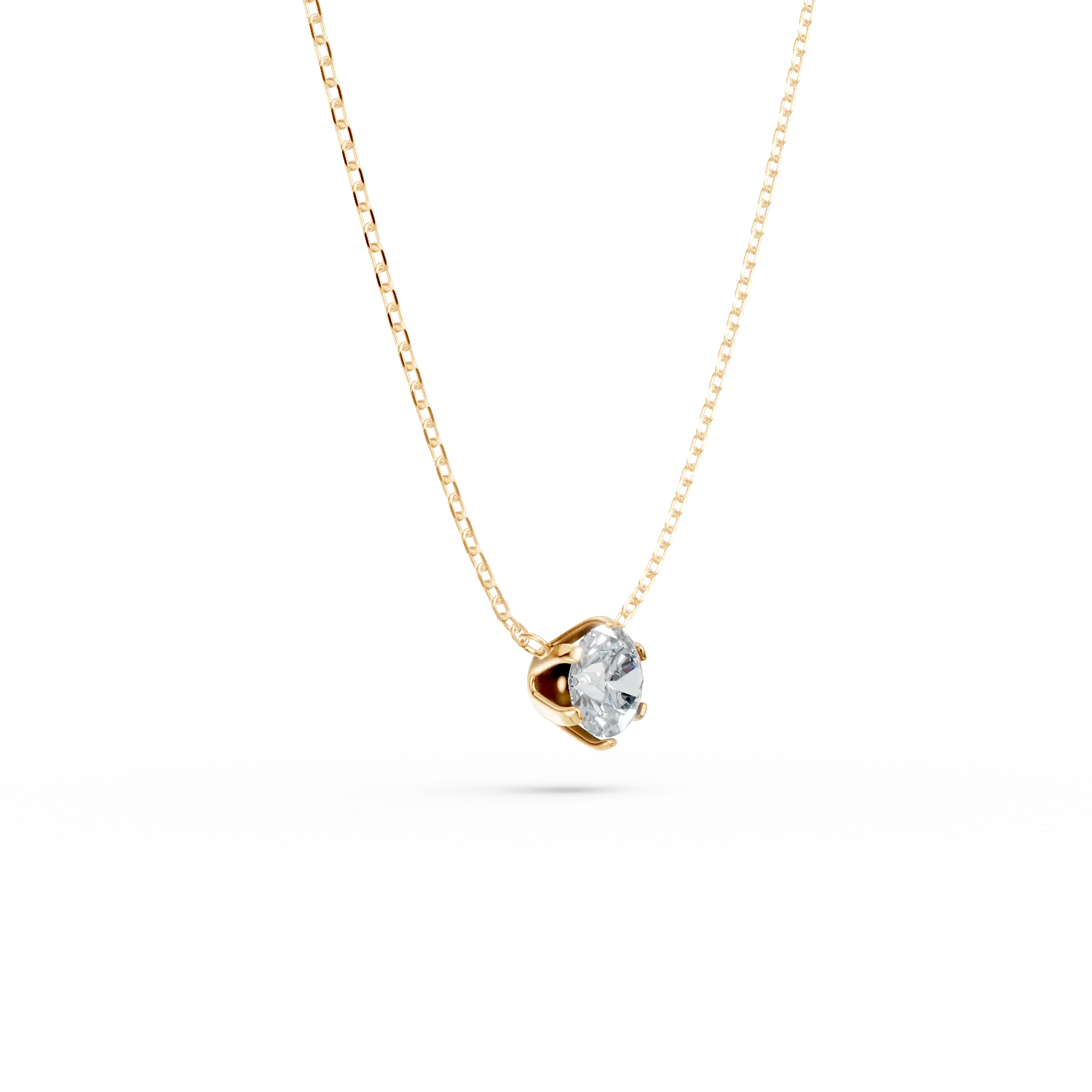 Lant cu pandantiv minimalist din aur galben cu diamant de 0.1ct
