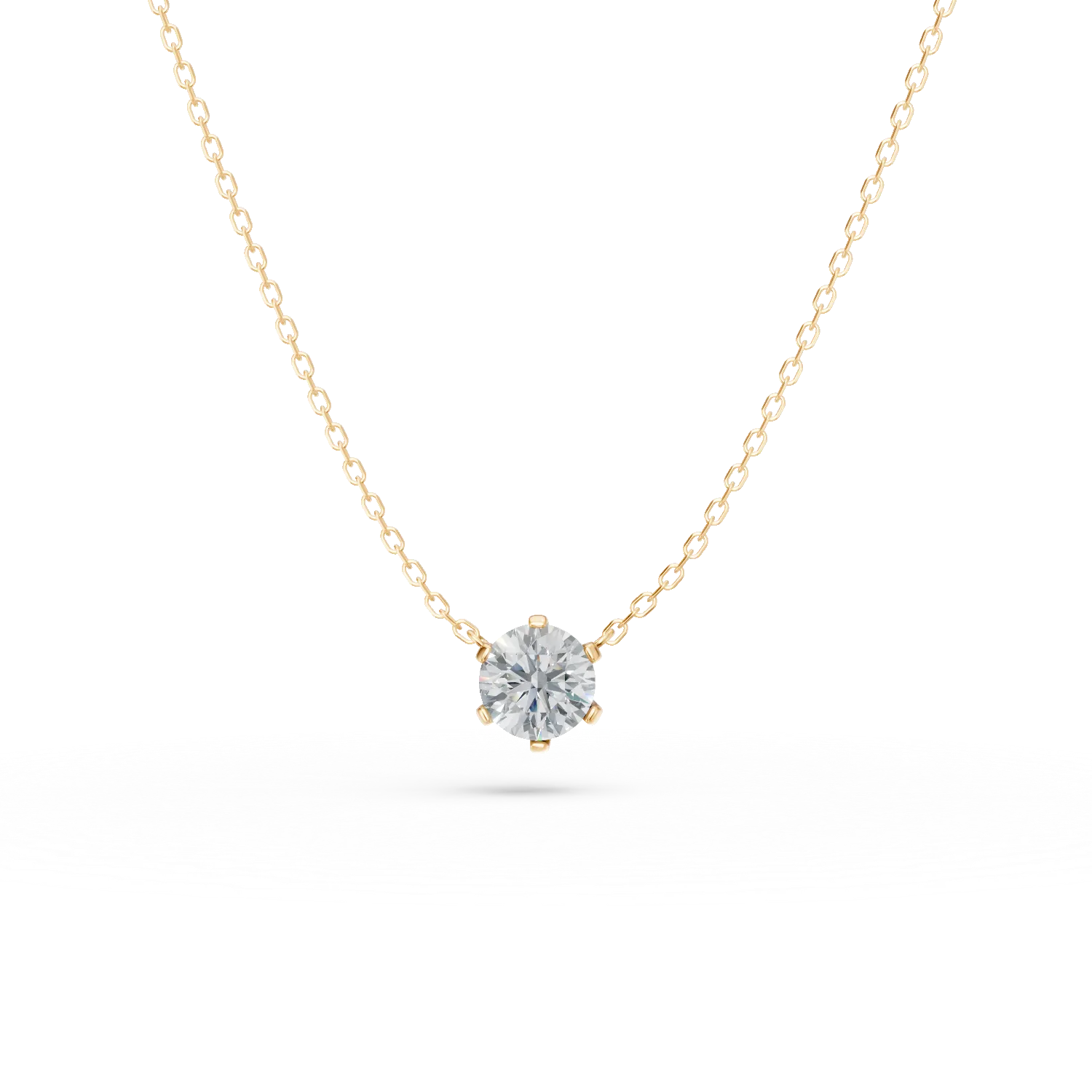 Teilor Lant cu pandantiv minimalist din aur galben cu diamant de 0.1ct