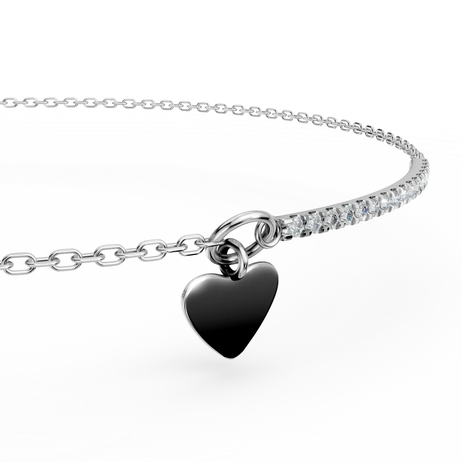 Bratara cu pandantiv inima din aur alb cu diamante de 0.07ct