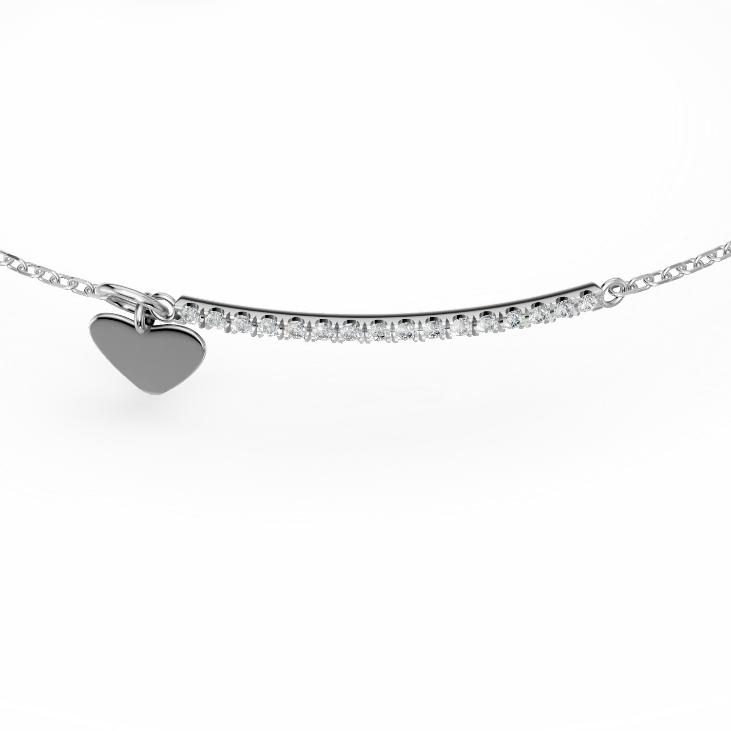 Bratara cu pandantiv inima din aur alb cu diamante de 0.07ct