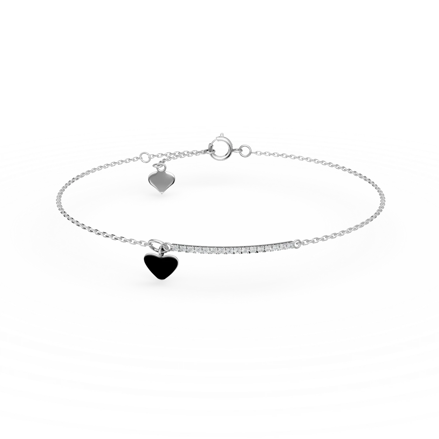 Bratara cu pandantiv inima din aur alb cu diamante de 0.07ct