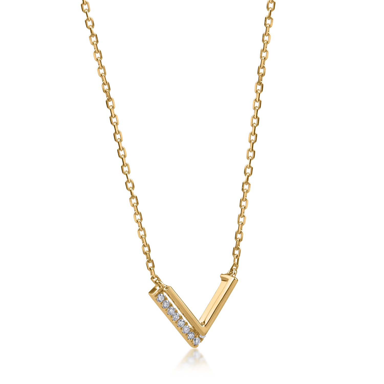 Yellow gold minimalist pendant necklace with 0.06ct diamonds