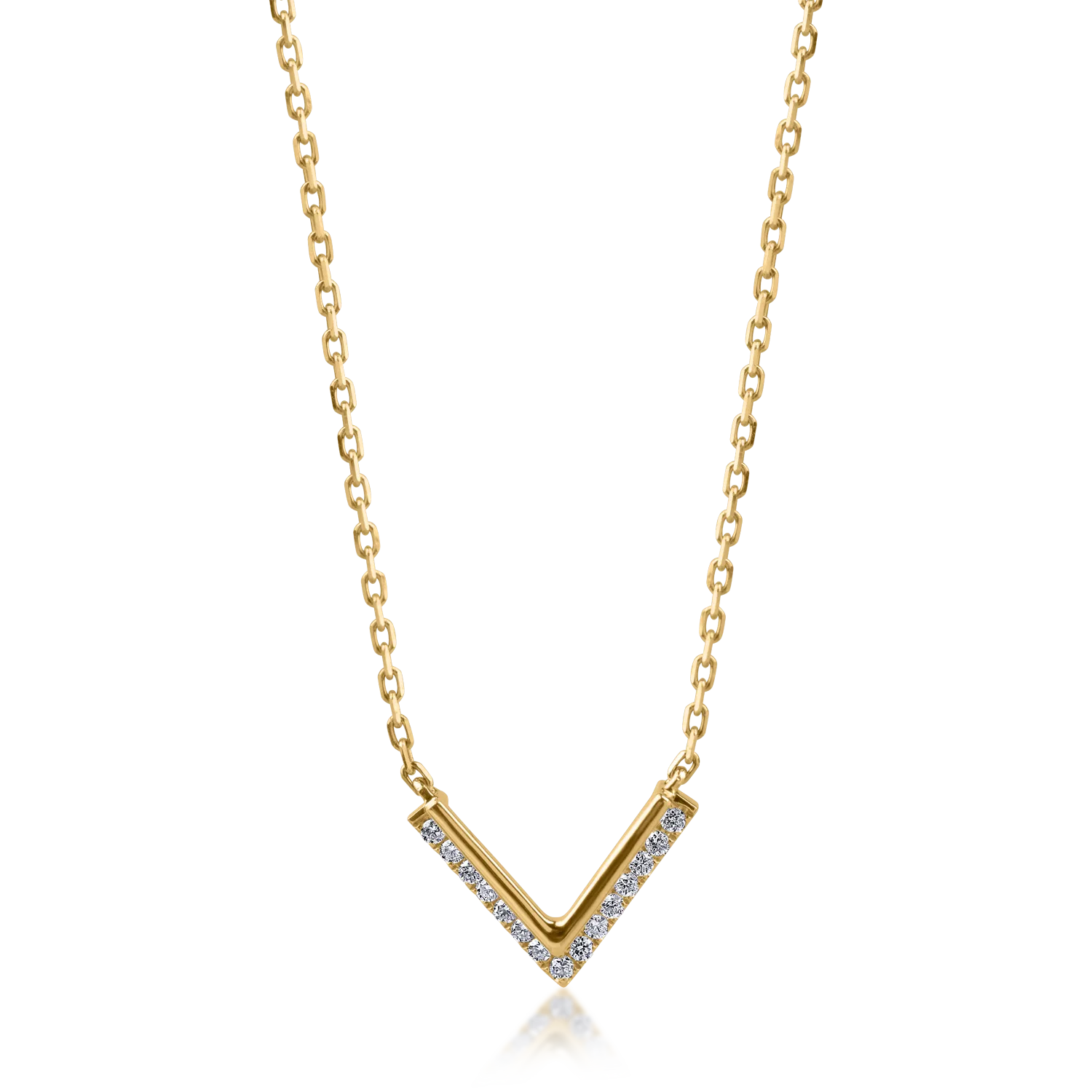 Teilor Lant cu pandantiv minimalist din aur galben cu diamante de 0.06ct