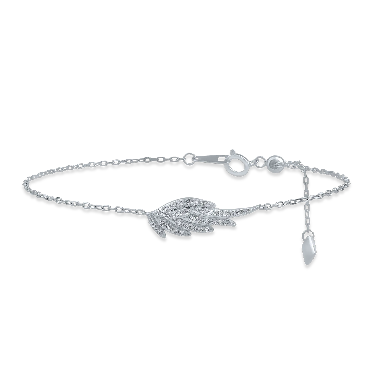 Bransoletka z wisiorkiem w kształcie skrzydła z białego złota z diamentami o masie 0.2ct-180932