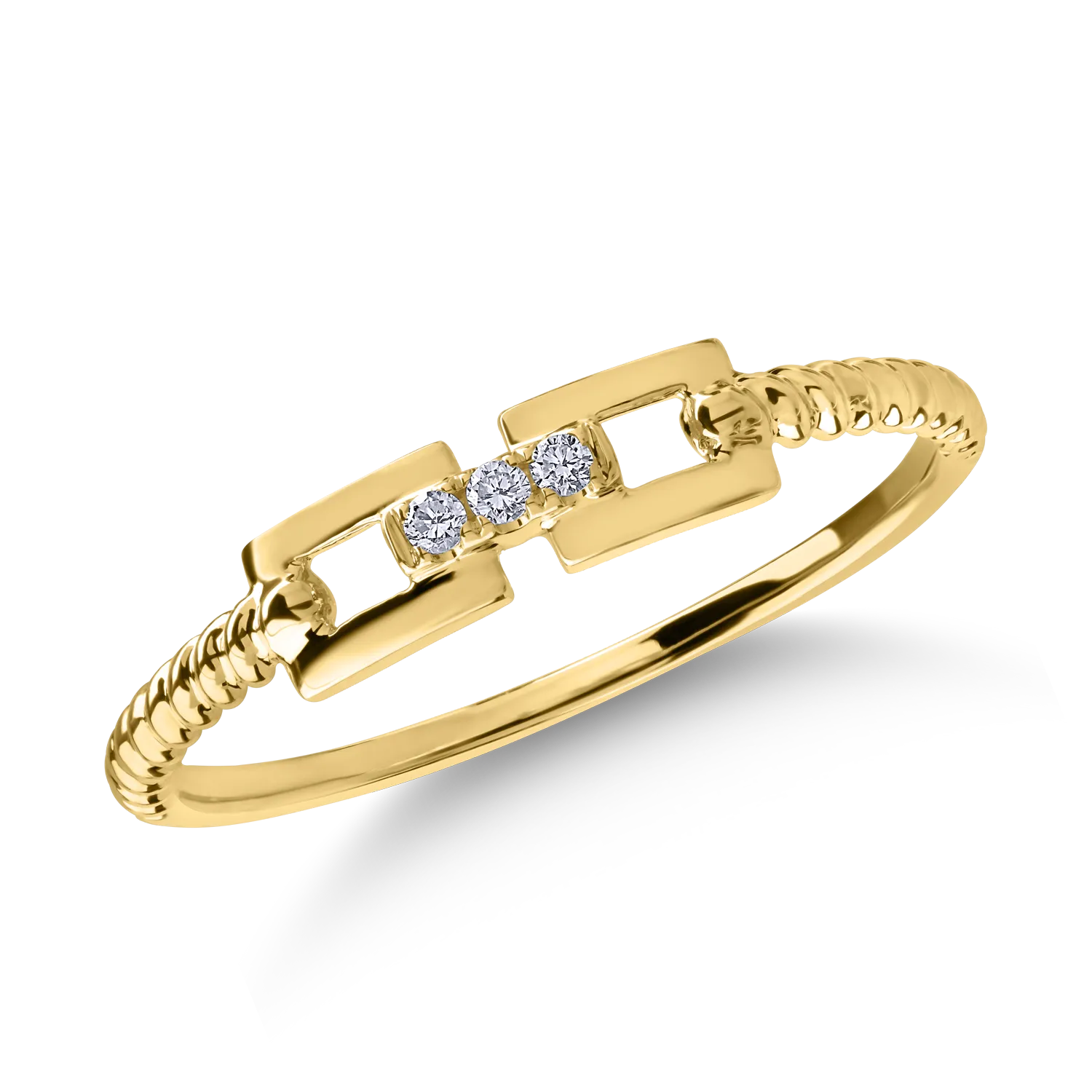 Yellow gold minimalist ring with 0.02ct diamonds