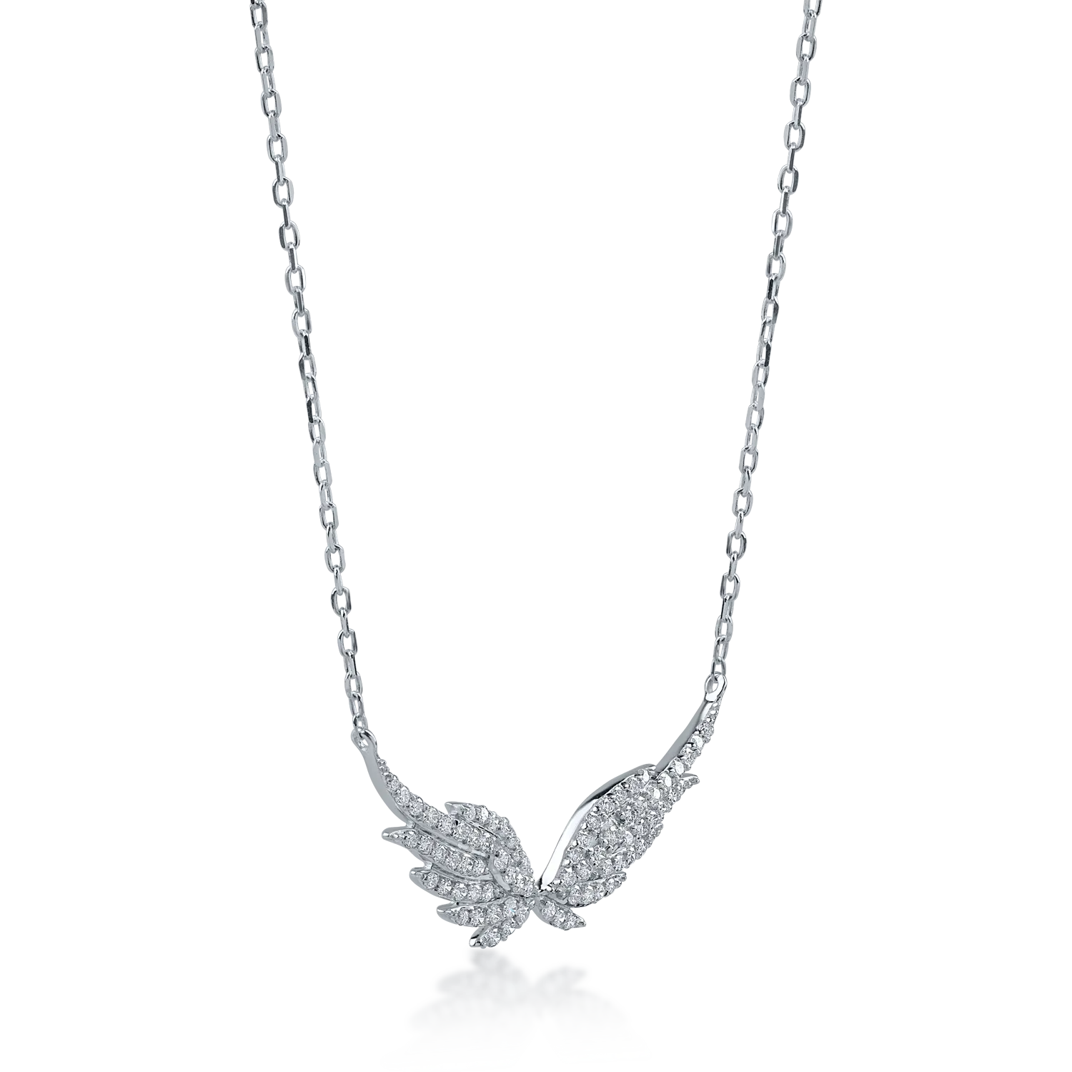 White gold angel wings pendant necklacewith 0.3ct diamonds