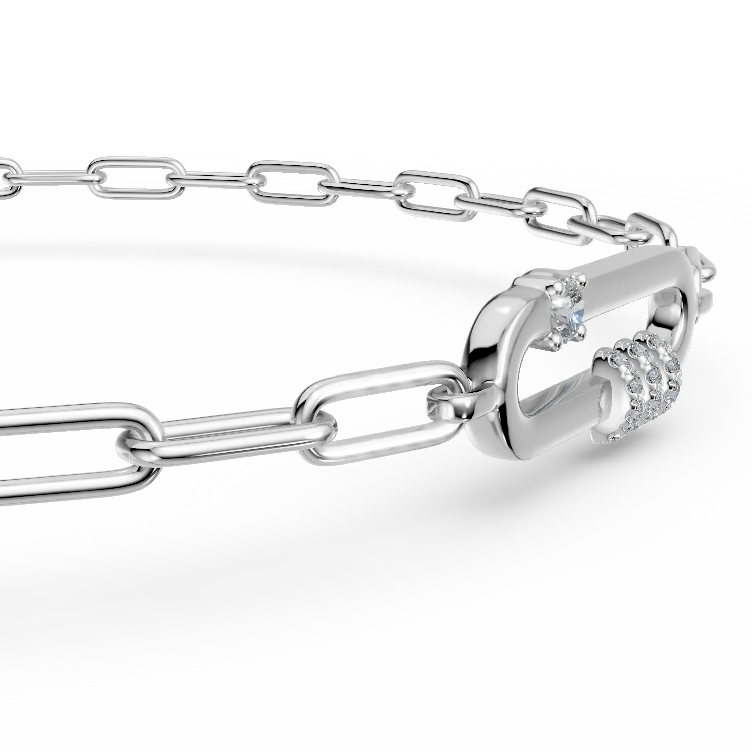 Bratara cu pandantiv oval din aur alb cu diamante de 0.07ct