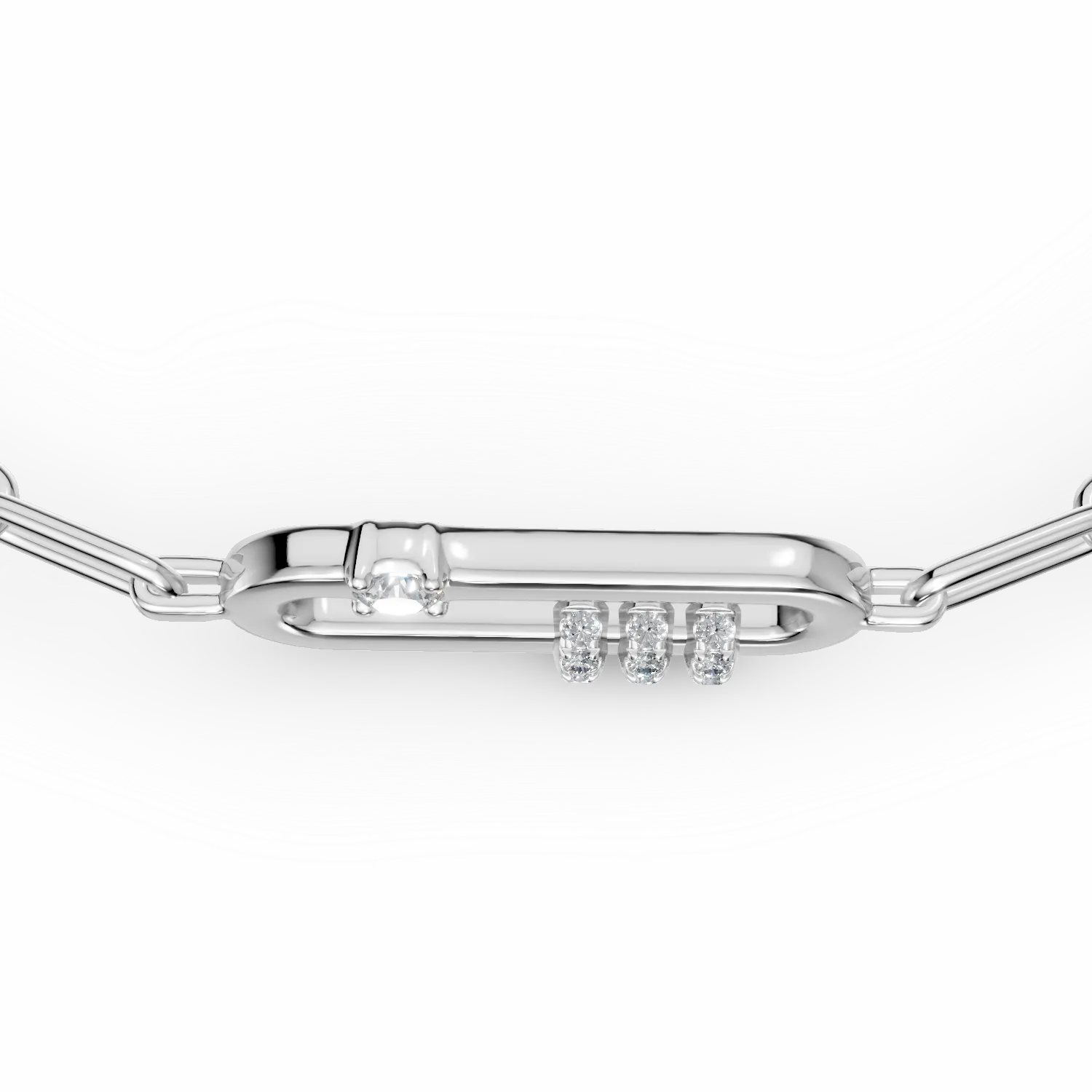 Bratara cu pandantiv oval din aur alb cu diamante de 0.07ct