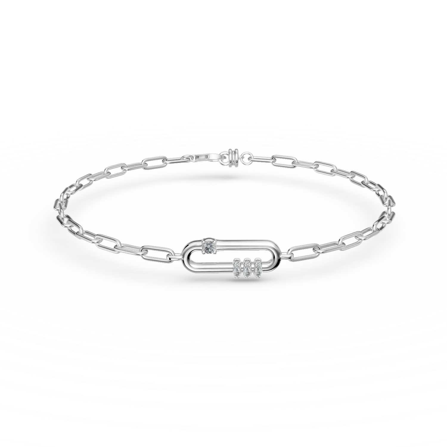 Bratara cu pandantiv oval din aur alb cu diamante de 0.07ct-180954