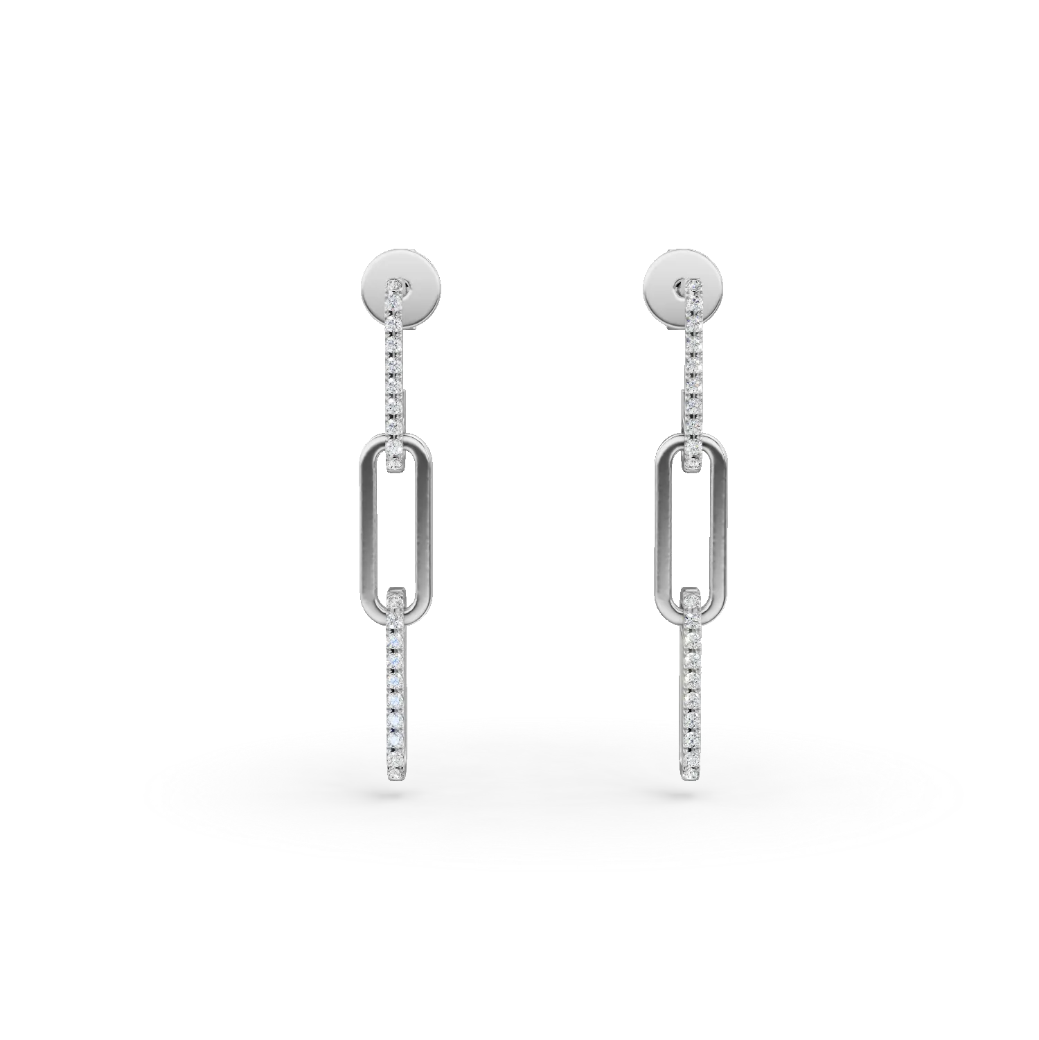 Kolczyki z łańcuszka z białego złota z diamentami o masie 0.2ct