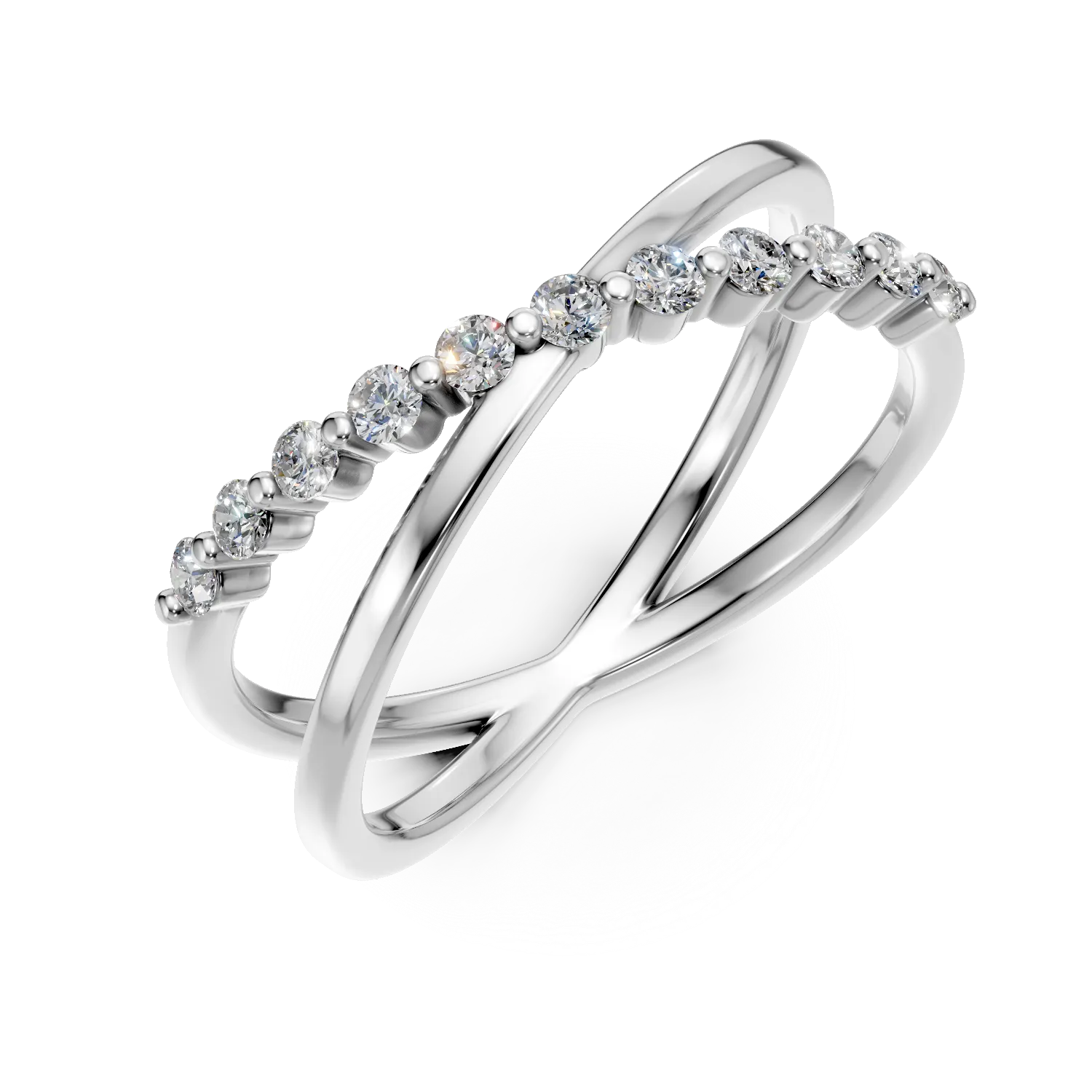 Teilor Inel semi eternity din aur alb cu diamante de 0.16ct