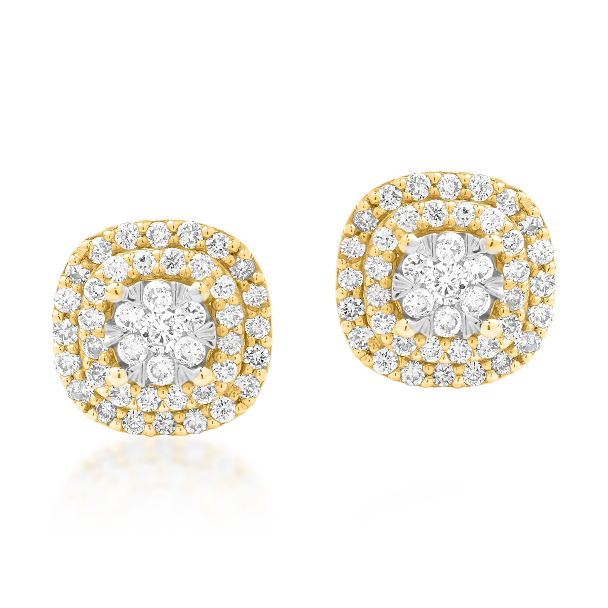 Sárga arany geometriai fülbevaló 0.5ct gyémántokkal