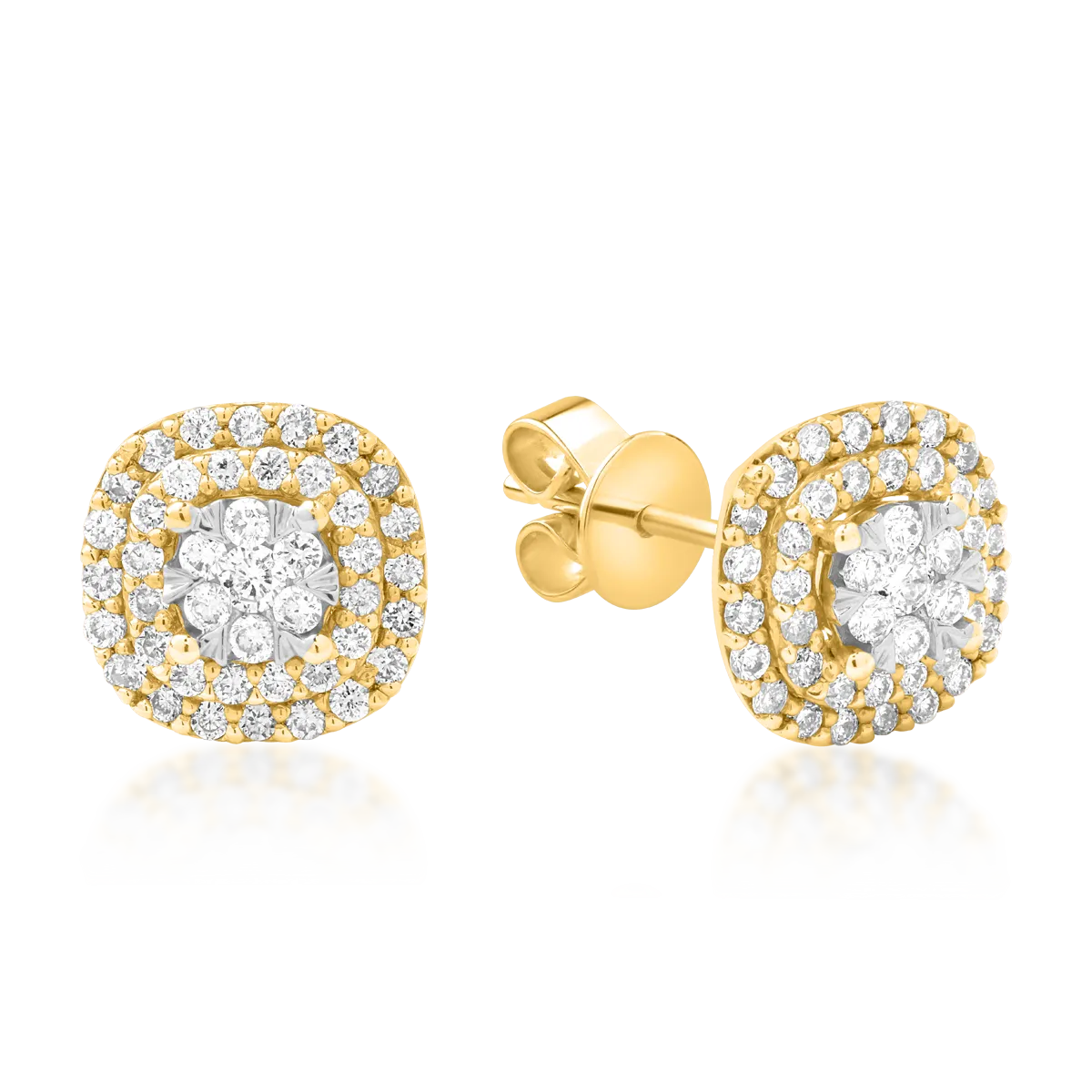 Cercei geometrici din aur galben cu diamante de 0.5ct