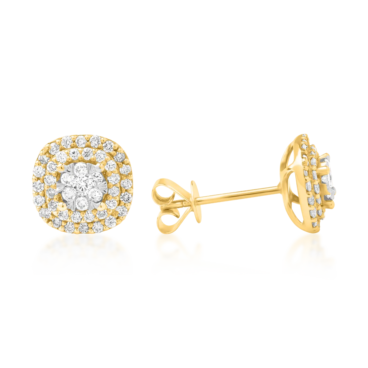 Geometryczne kolczyki z żółtego złota z diamentami o masie 0.5ct