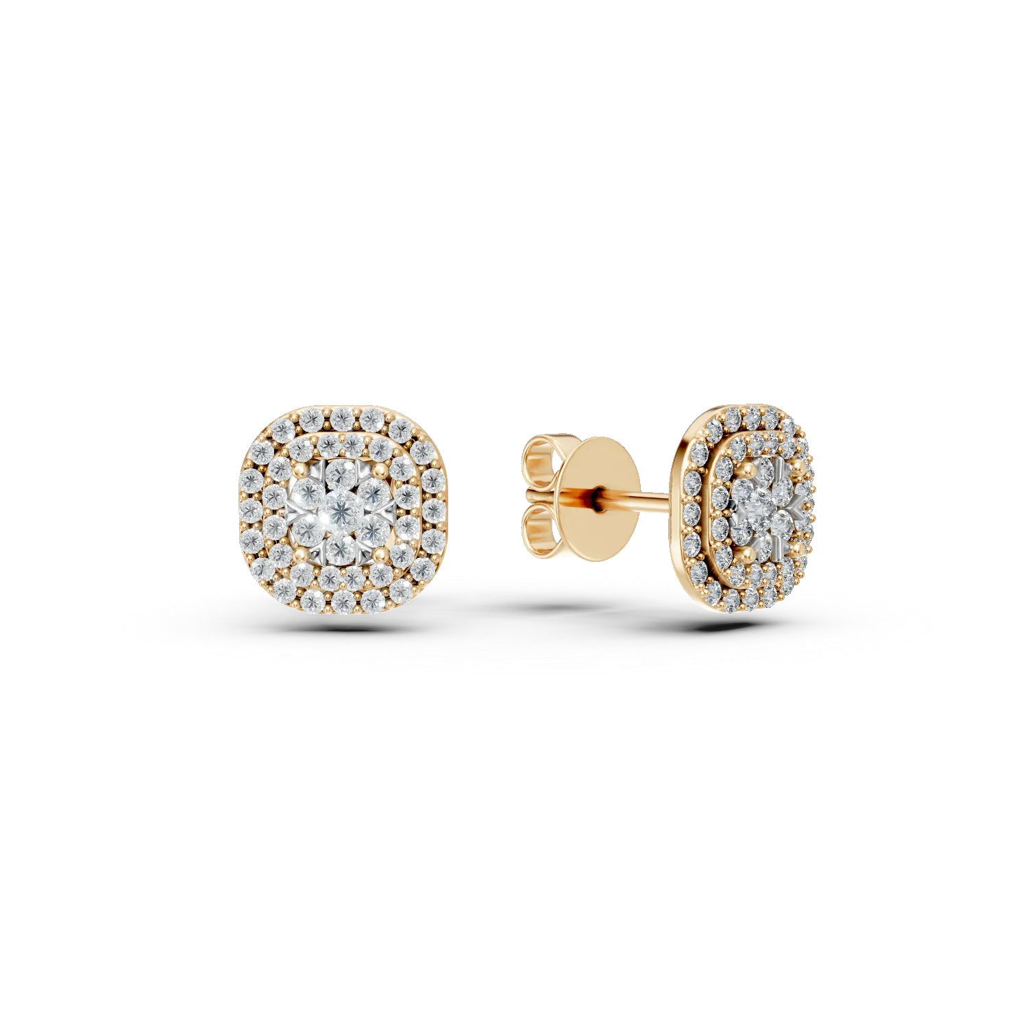 Cercei geometrici din aur galben cu diamante de 0.5ct