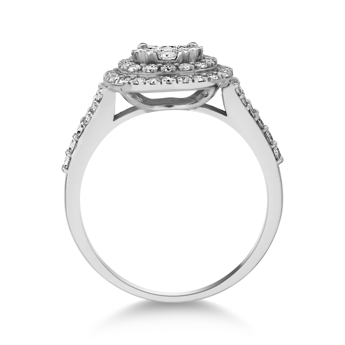 Inel din aur alb cu diamante microsetting de 0.7ct - Imagine 2
