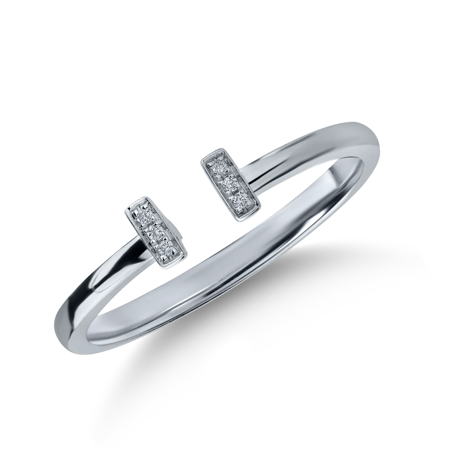 White gold open ring with 0.01ct diamonds