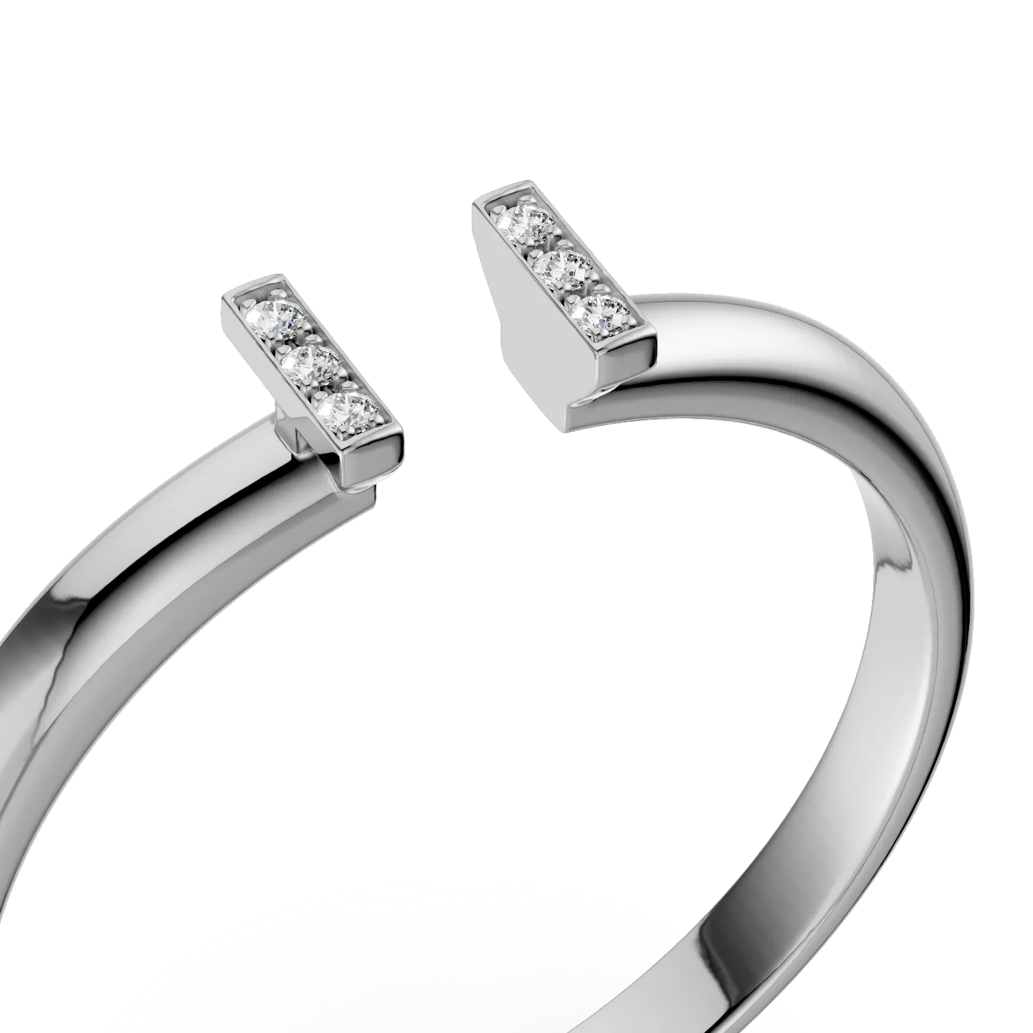 Inel deschis din aur alb cu diamante de 0.01ct
