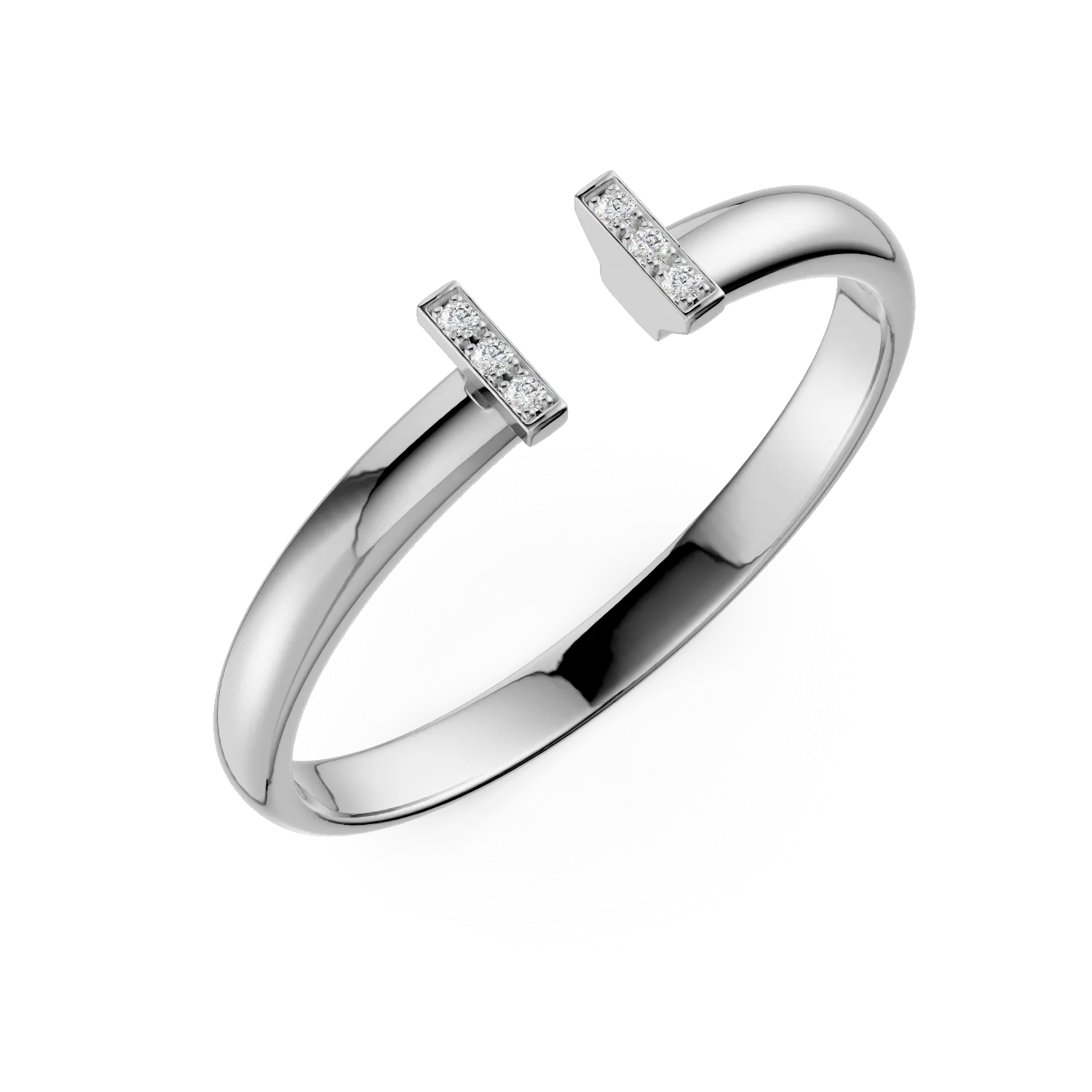 Inel deschis din aur alb cu diamante de 0.01ct