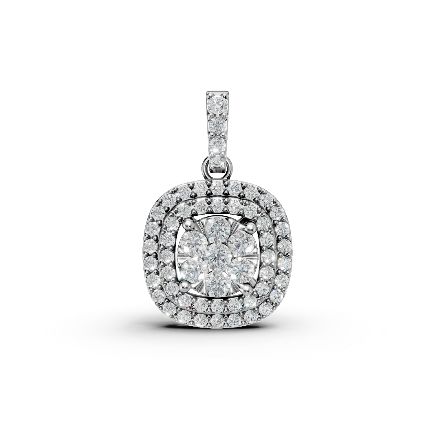 Pandantiv geometric din aur alb cu diamante de 0.7ct