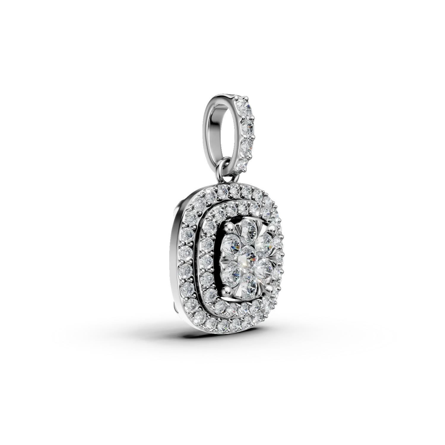 Pandantiv geometric din aur alb cu diamante de 0.7ct