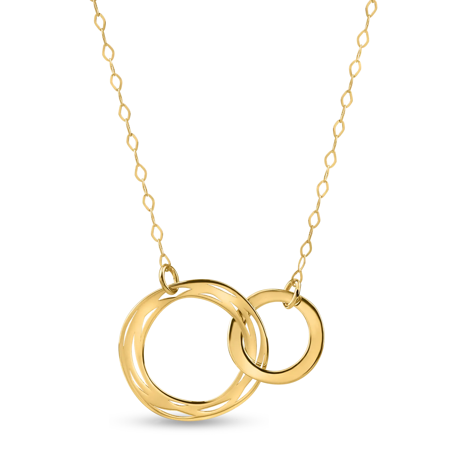 Yellow gold circles pendant chain