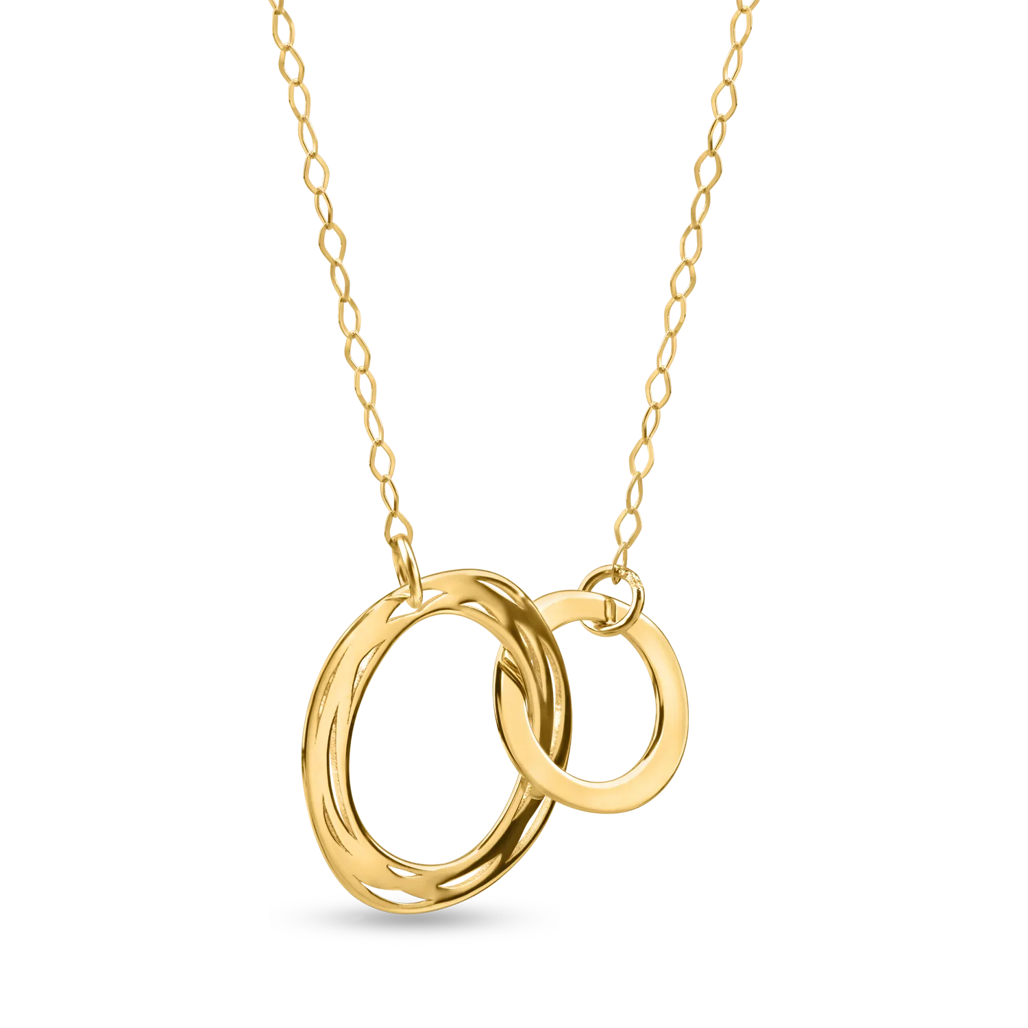 Yellow gold circles pendant chain